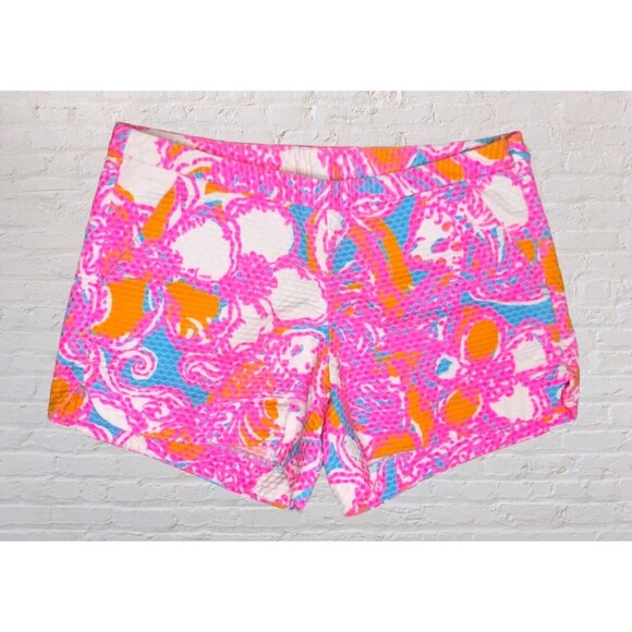 Lilly Pulitzer Women 0 Adie Feeling Tanked Textured Shorts Pink/Blue Barbie - Picture 1 of 5